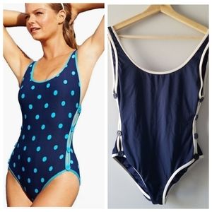 DKNY Navy Blue Button Side One Piece Swimsuit 6